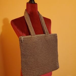 "The Sac" Shiny Beige Crocheted Purse